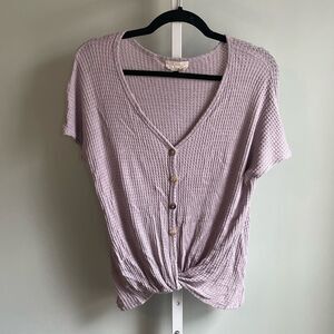 BNDI Waffle Knit Short Sleeve Button Down Shirt